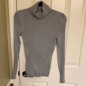 White House Black Market Gray Ribbed Turtleneck Sweater